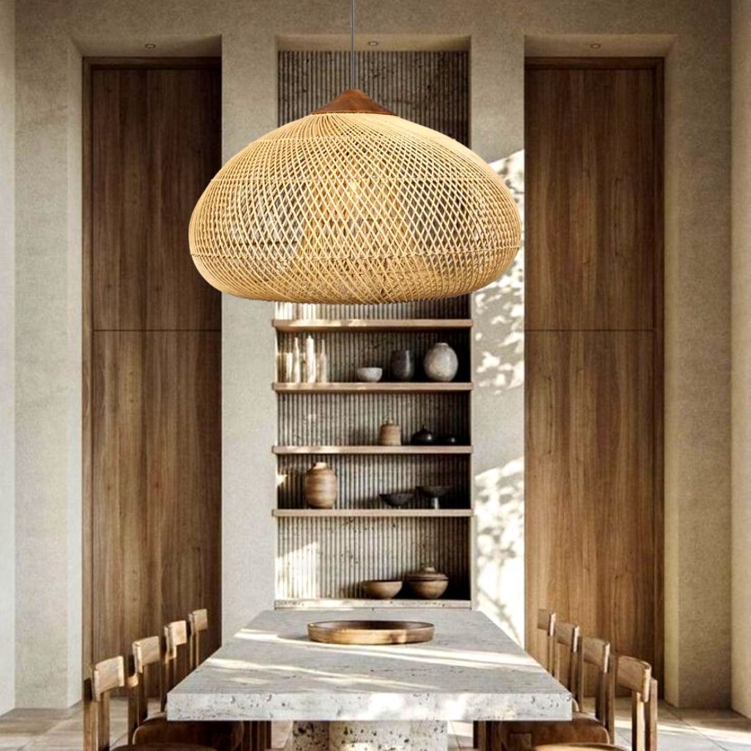 Japanese Style Wabi-sabi Style Rattan Drum Lamp-labpiecesign