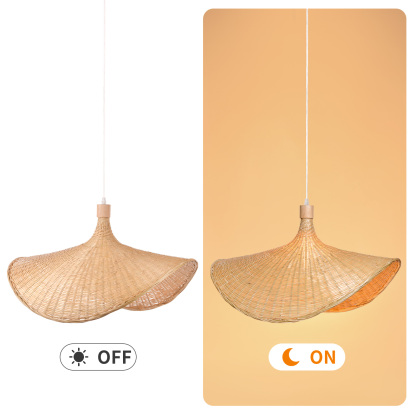 Bamboo pendant light shade creative straw hat pendant light -labpiecesign