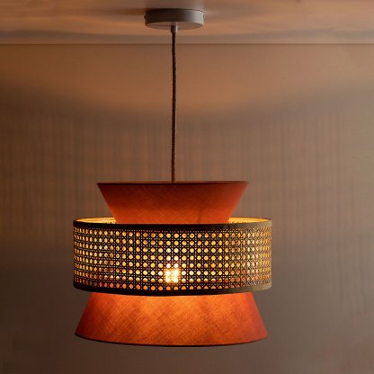 Home Decor Creative Orange Retro Rattan Pendant Light-labpiecesign