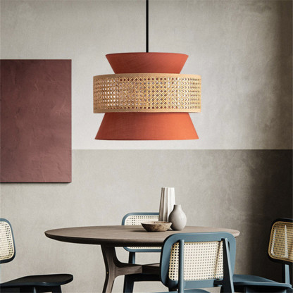 Home Decor Creative Orange Retro Rattan Pendant Light-labpiecesign