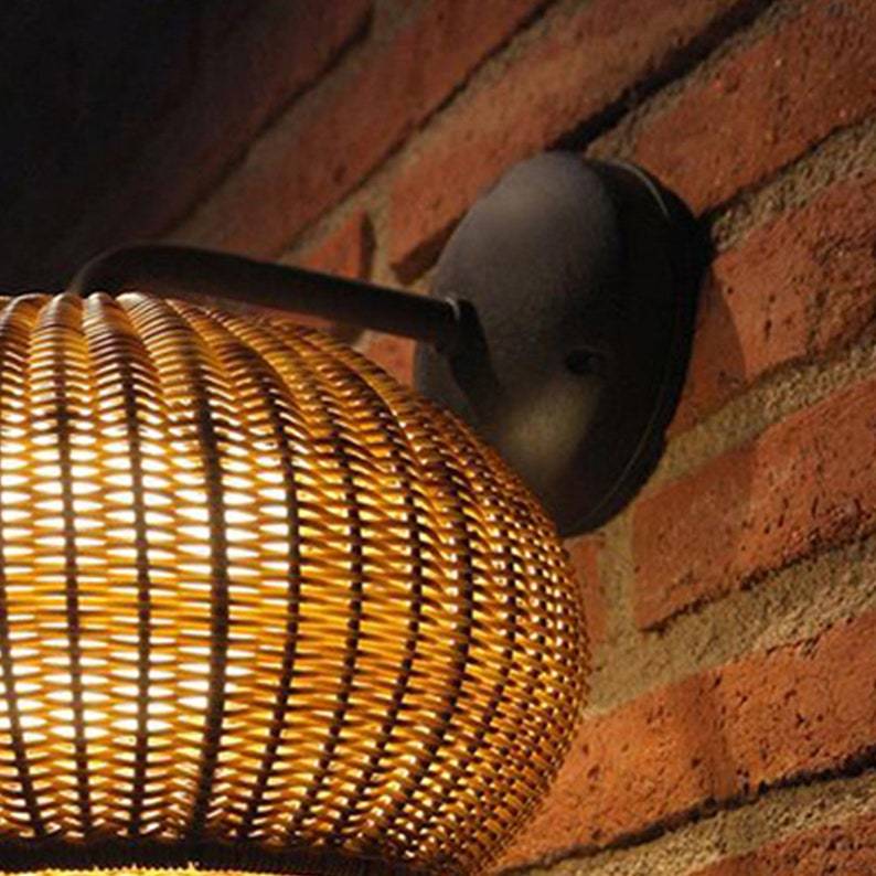 Rattan Wall Lights Globe Wall Lamp Bamboo Japanese Furniture Mushroom Light