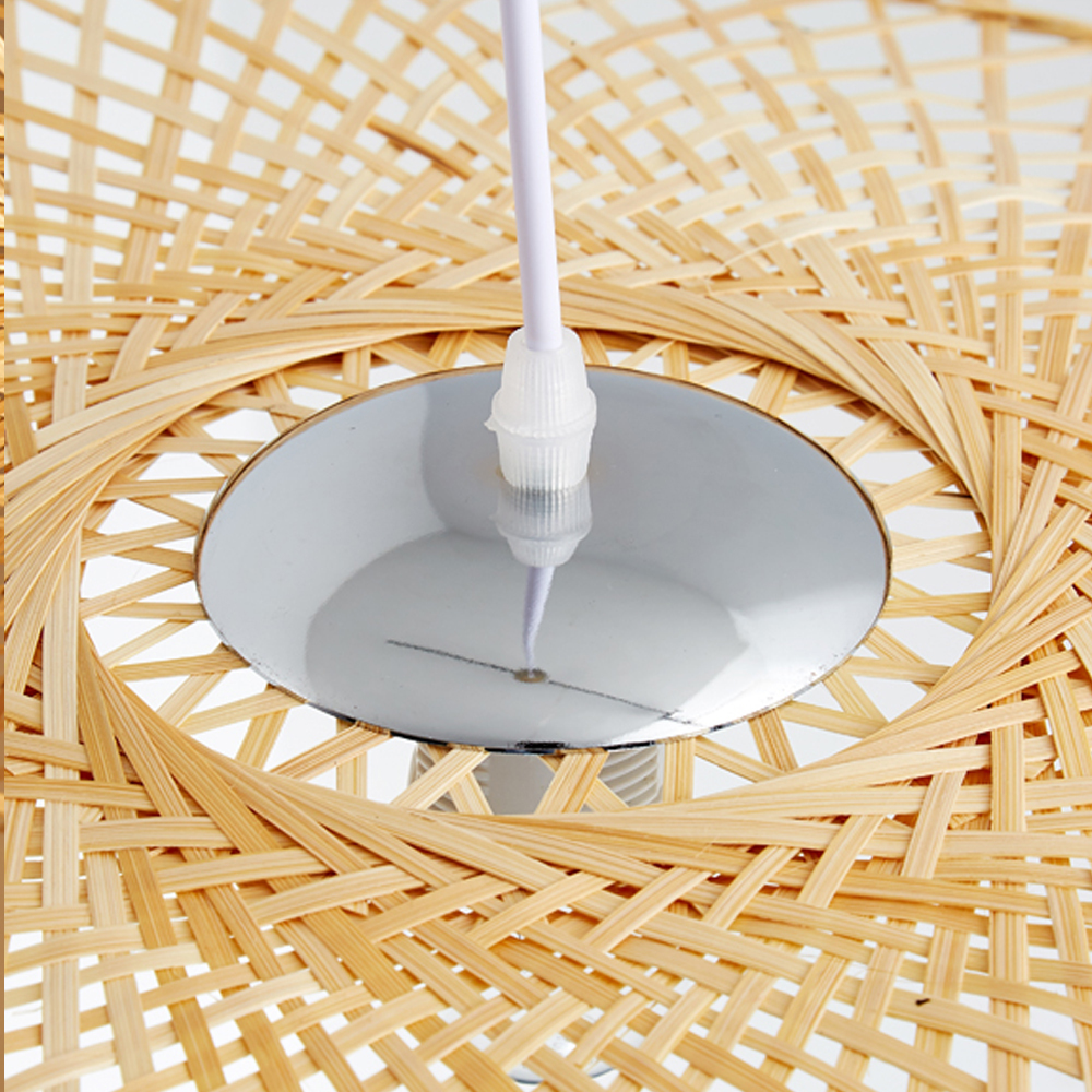 Creative Bamboo Weaving Straw Hat Shape Pendant Light
