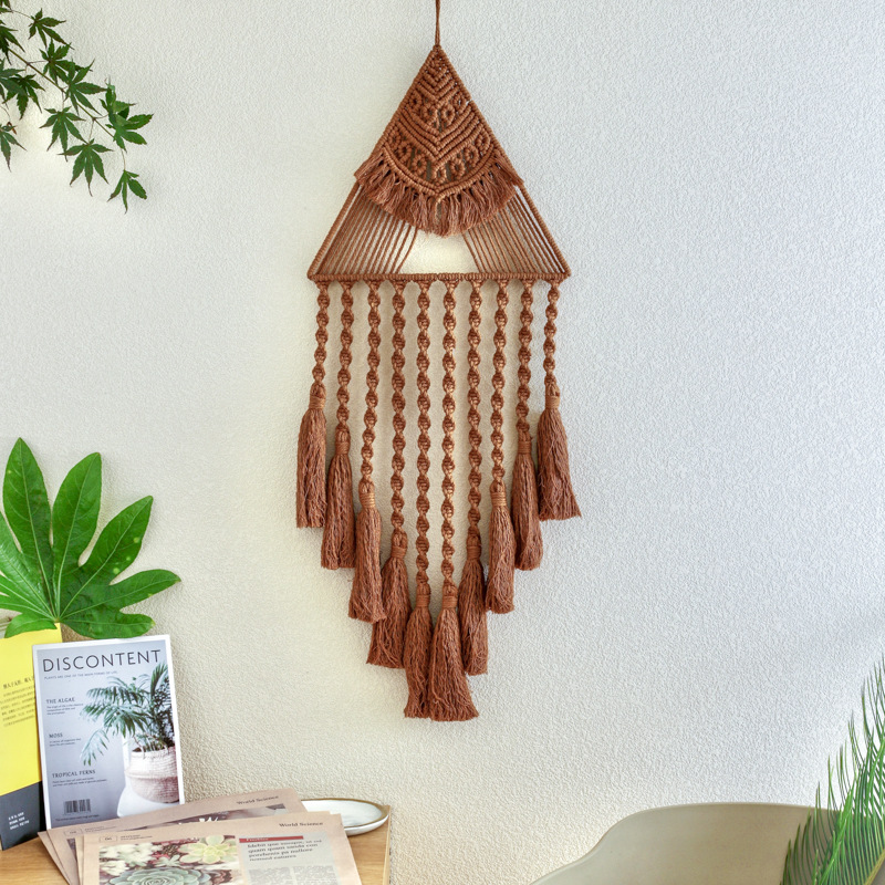 Boho Wall Decoration Triangle Wall Hanging Tassel Dream Catcher Pendant Hand-woven Tapestry