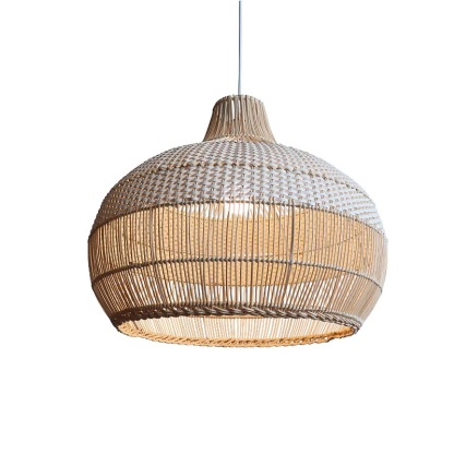 Handwoven Rattan Kitchen Island White Pendant Lighting Wicker Lamp Shade-labpiecesign