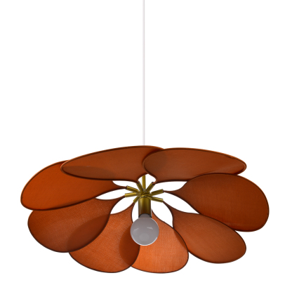Flower suspension 14 petals linen and rattan - linen and rattan flower chandelier-labpiecesign