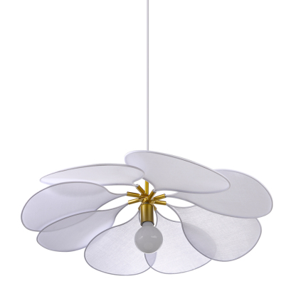Flower suspension 14 petals linen and rattan - linen and rattan flower chandelier-labpiecesign