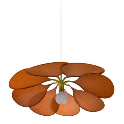 Flower suspension 14 petals linen and rattan - linen and rattan flower chandelier-labpiecesign
