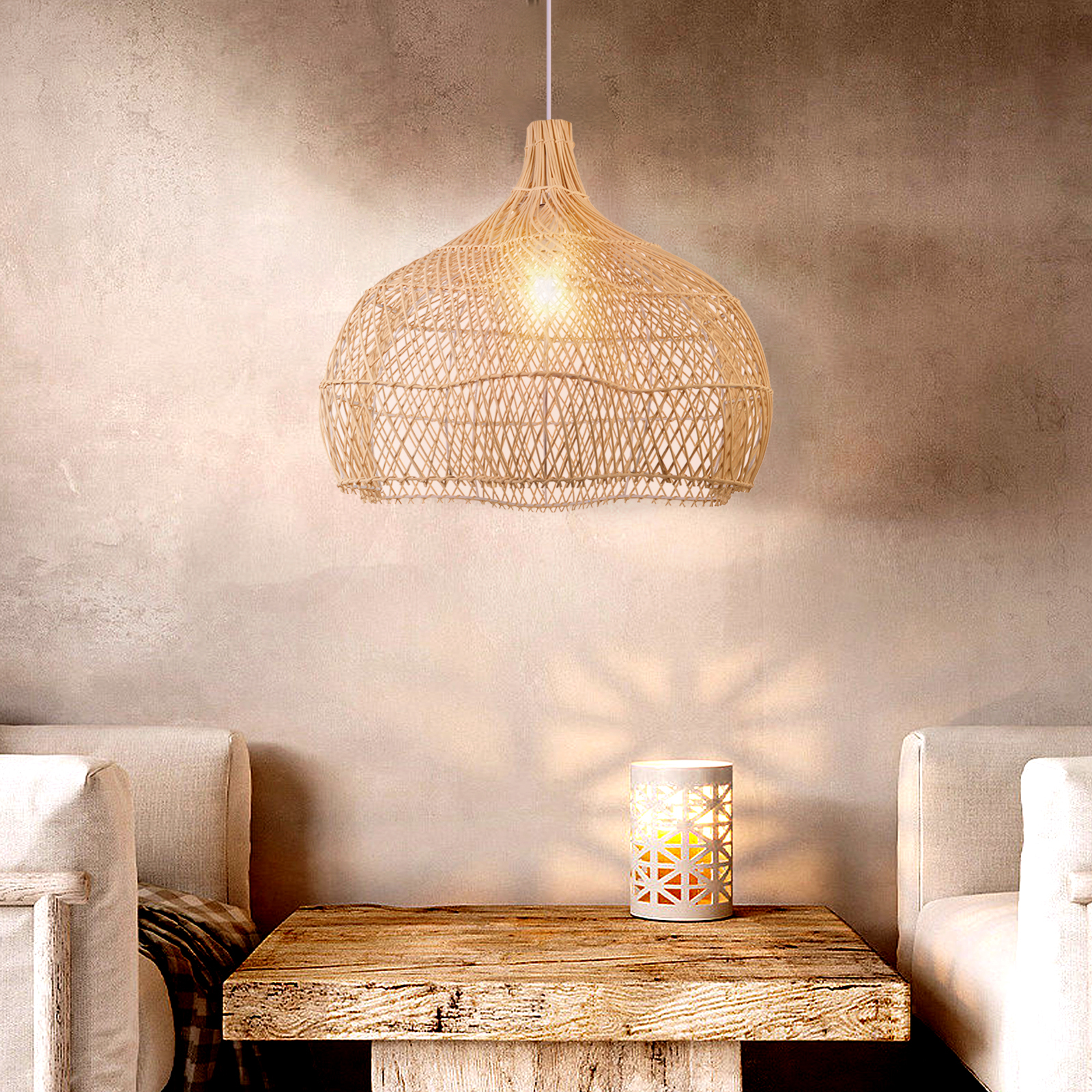Wicker Pendant Shade outdoor rattan lamp -labpiecesign