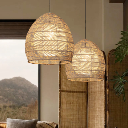 Luminaria Rattan Basket Pendant Light Romantic Rattan Chandelier-labpiecesign