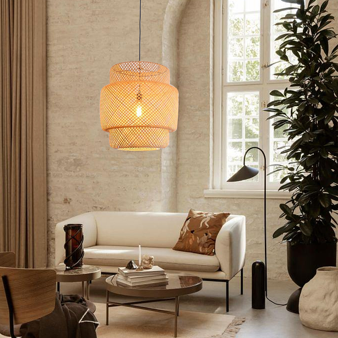 Tiered bamboo pendant light shade vintage diy lighting shade store-labpiecesign