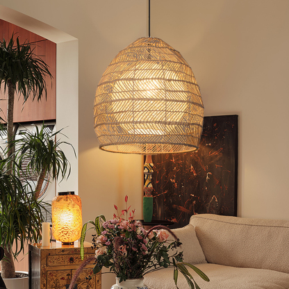 Luminaria Rattan Basket Pendant Light Romantic Rattan Chandelier-labpiecesign
