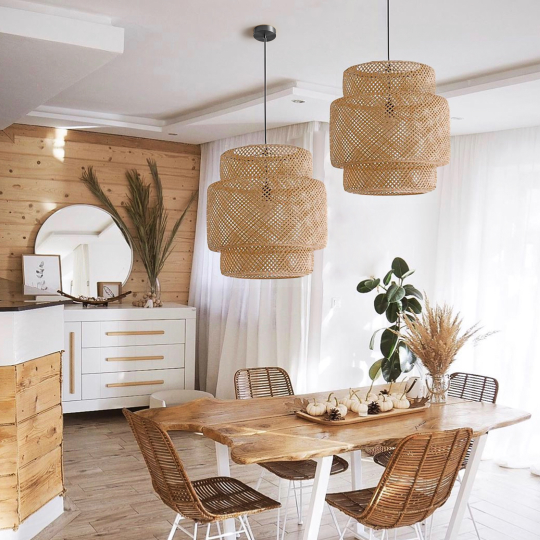 Tiered bamboo pendant light shade vintage diy lighting shade store-labpiecesign