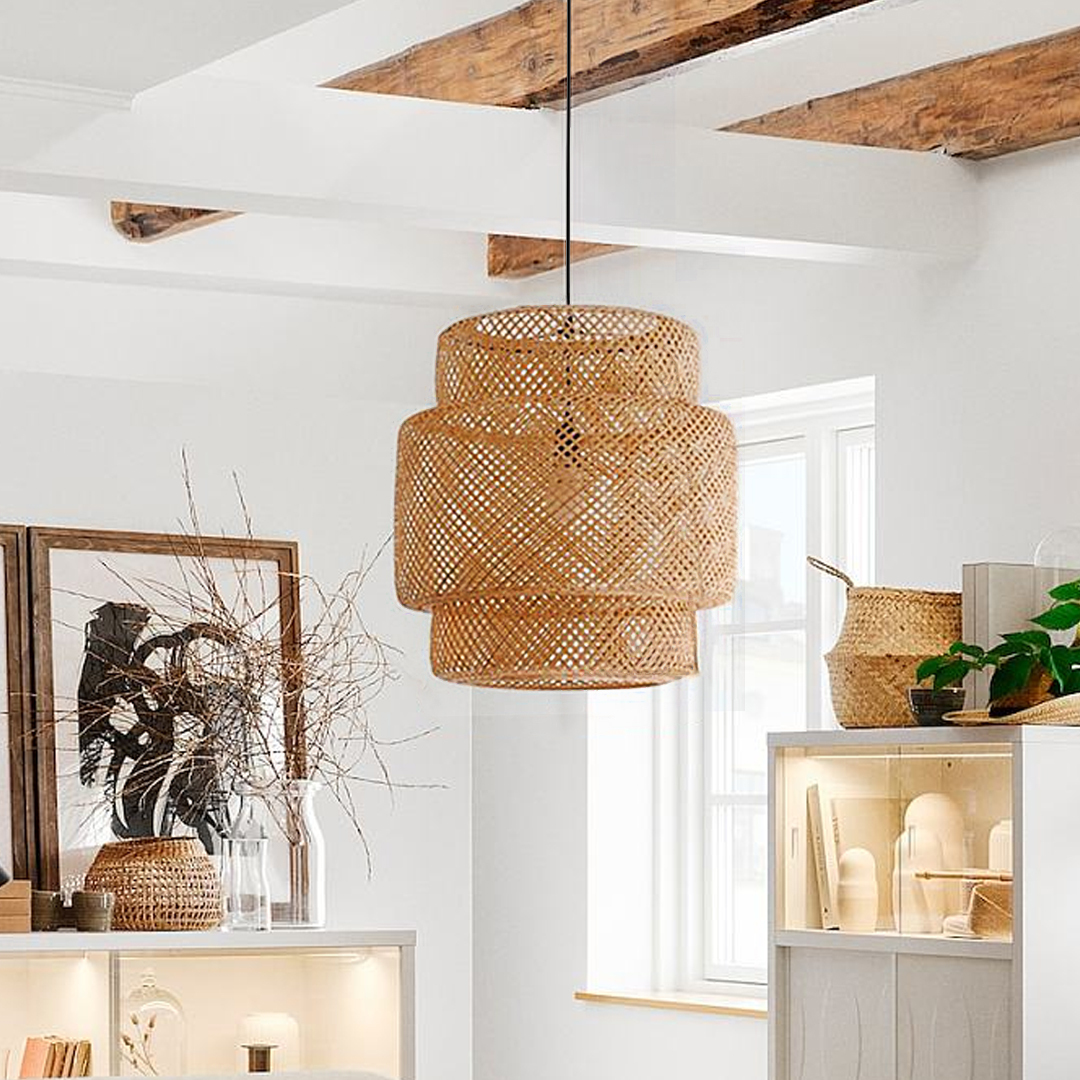 Tiered bamboo pendant light shade vintage diy lighting shade store-labpiecesign