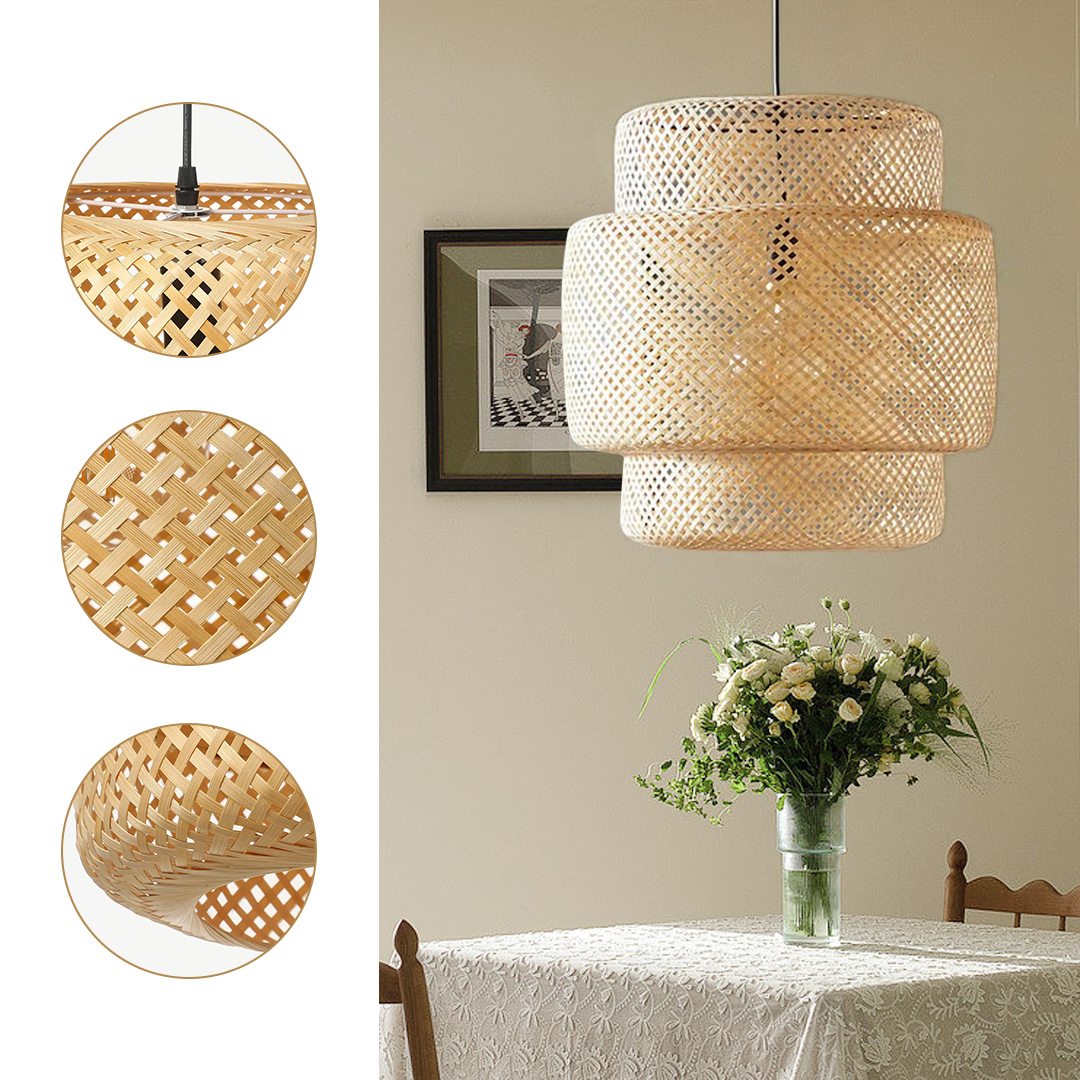 Tiered bamboo pendant light shade vintage diy lighting shade store-labpiecesign