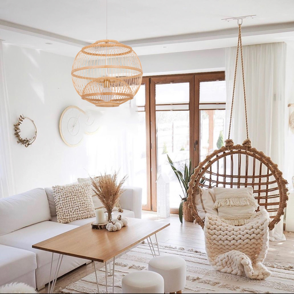 Traditional Bamboo Pendant Artistic Suspension Luminaire Wa Hanging Light Fixture Country Crafts