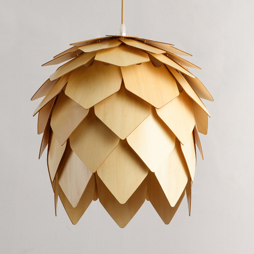 Creative Pine Cone Wooden Chandelier Pineapple Dining Rattan Lamp Home Decoration-labpiecesign