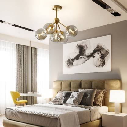 Modern Brass Bubble Pendant Light Metal Round 3/5 Heads Ceiling Light Fixture-labpiecesign