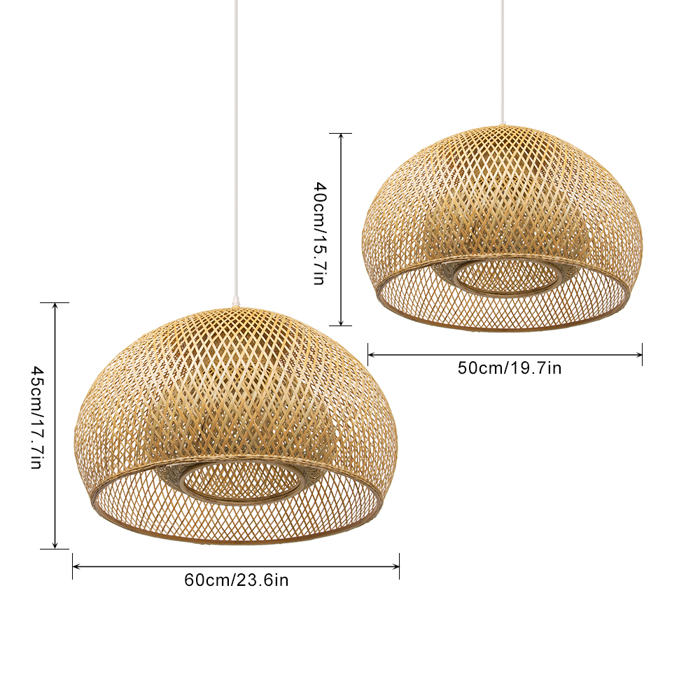 Bamboo Drum Hanging Ceiling Lights Woven Chandelier Lamp Shades