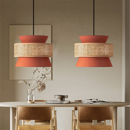 Home Decor Creative Orange Retro Rattan Pendant Light-labpiecesign