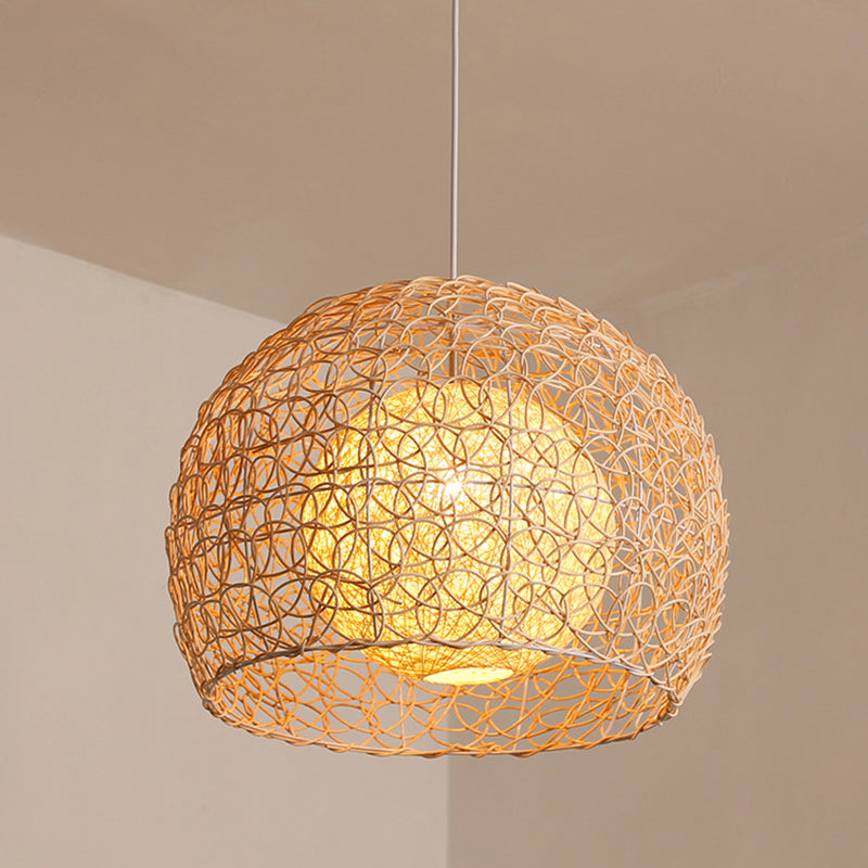 Rattan Pendant Light Woven Round Hemp Hanging Lamp