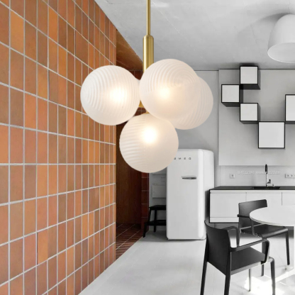 Nordic Luxury Glass Bubble Chandelier Simple High-end Copper Metal Pendant Light-labpiecesign