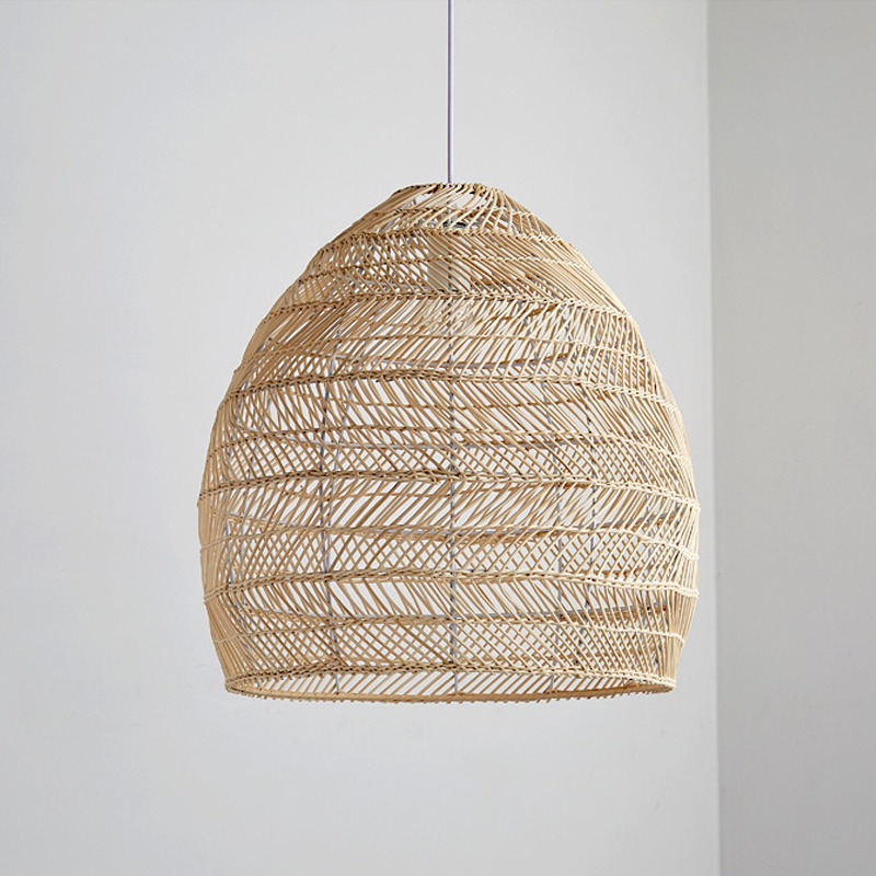 Living Room Hanging Light Natural Basket Rattan Pendant Light Boho Design Woven Lamp Hanging Lighting Fixture