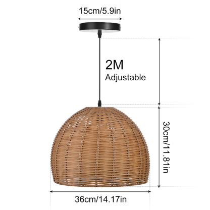 Boho Round Basket Handemade Bamboo Pendant Light-labpiecesign