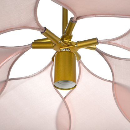 Flower suspension 14 petals linen and rattan - linen and rattan flower chandelier-labpiecesign