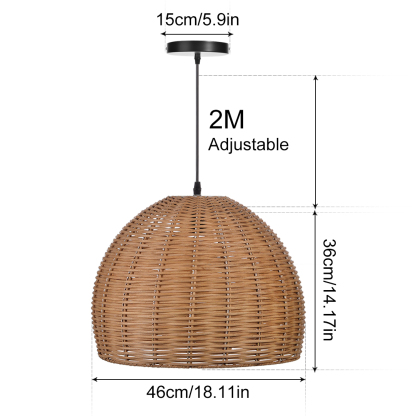 Boho Round Basket Handemade Bamboo Pendant Light-labpiecesign
