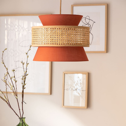 Home Decor Creative Orange Retro Rattan Pendant Light-labpiecesign