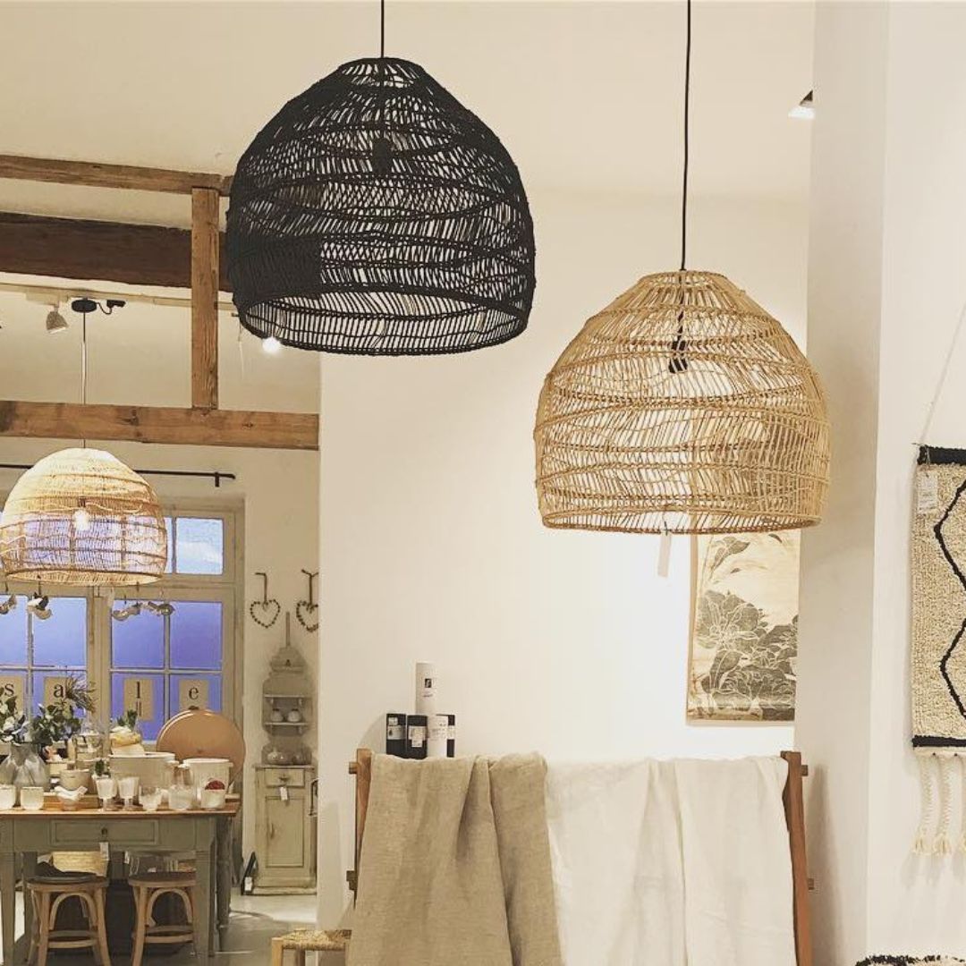 Handmade Rattan Lamp BELL Wicker Lamp Boho Style Lampshade Pendant Lamp-labpiecesign