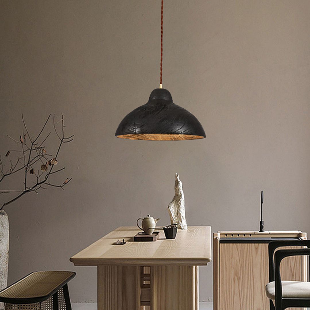 Japanese modern minimalist dining table bar wooden pendant lamp solid wood lamp
