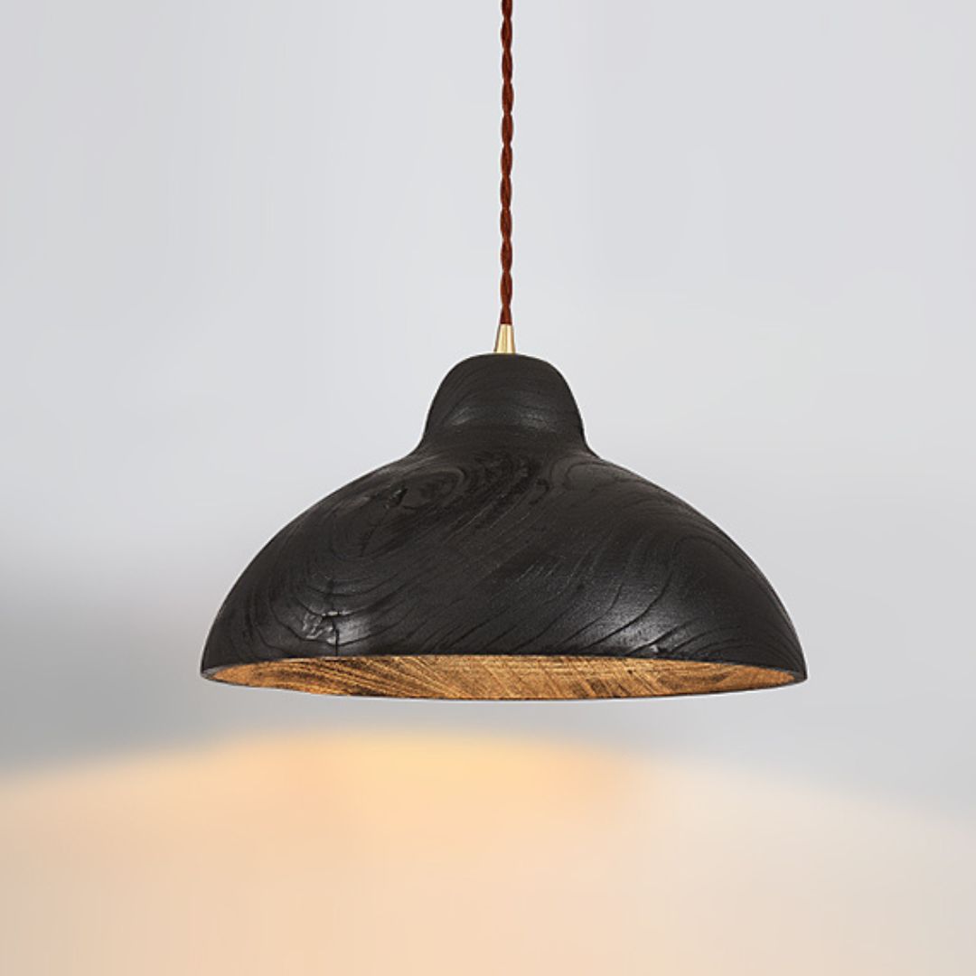 Japanese modern minimalist dining table bar wooden pendant lamp solid wood lamp