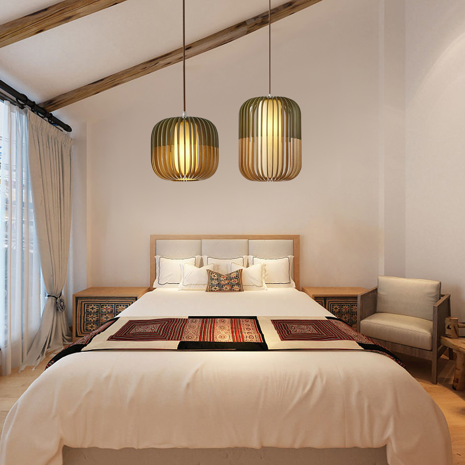 Natural Spectrum Colorful Wood Pendant Lamp-labpiecesign