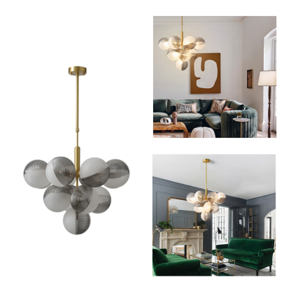 Nordic Luxury Glass Bubble Chandelier Simple High-end Copper Metal Pendant Light-labpiecesign