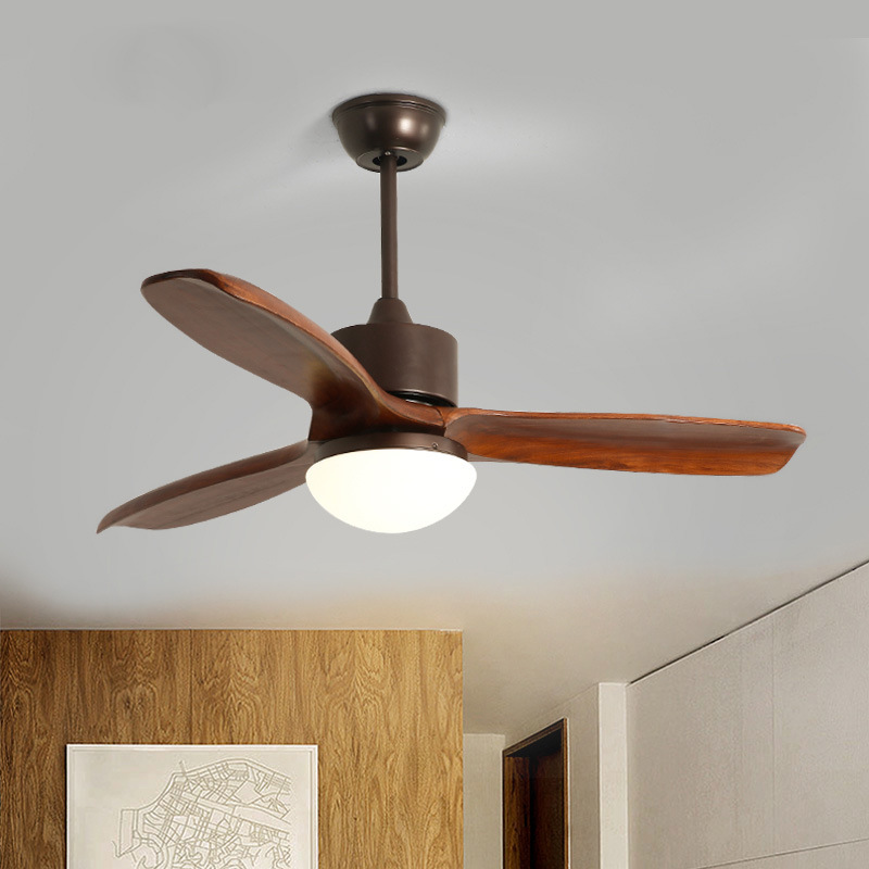 Nordic Remote Control Solid Wood LED Ceiling Fan