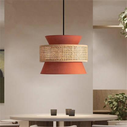 Home Decor Creative Orange Retro Rattan Pendant Light-labpiecesign