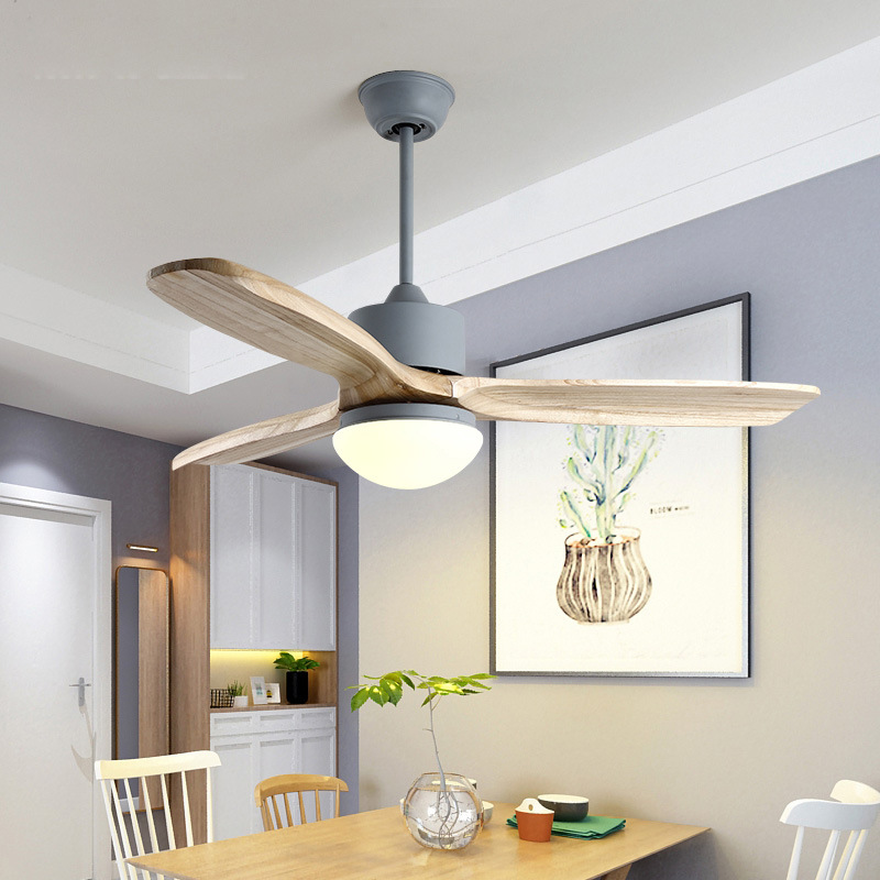 Nordic Remote Control Solid Wood LED Ceiling Fan