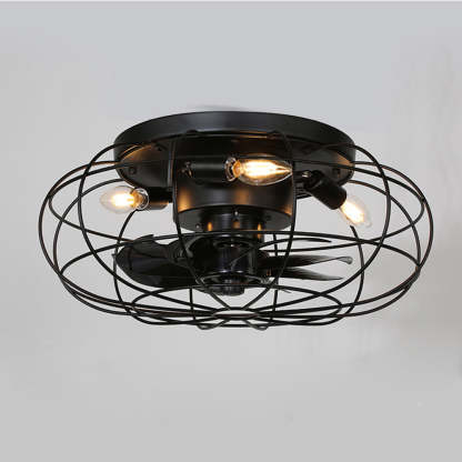  21-Inch Indoor Vintage Iron Remote Control Ceiling Fan Light-labpiecesign