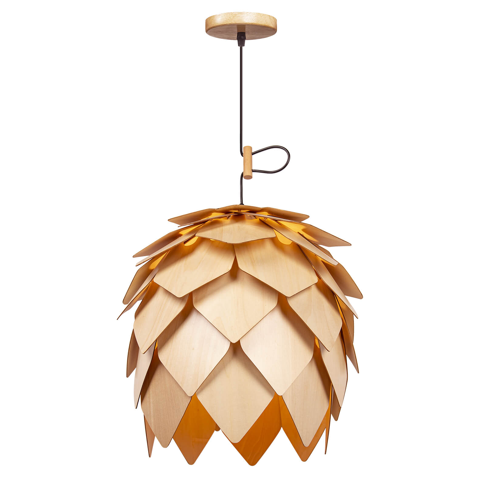 Wood Pine Cone DIY Pendant Nordic Wooden Chandelier Handcraft Ceiling Lampshade