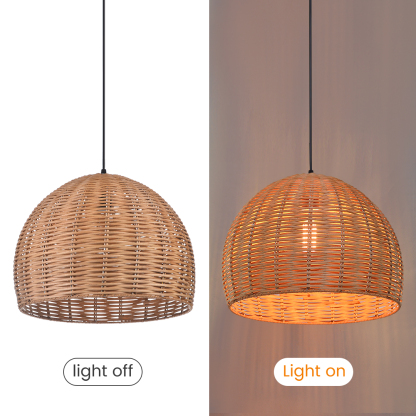 Boho Round Basket Handemade Bamboo Pendant Light-labpiecesign