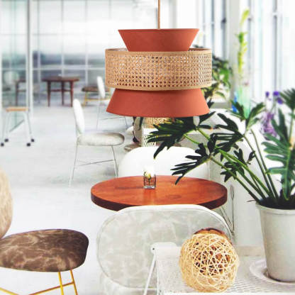 Home Decor Creative Orange Retro Rattan Pendant Light-labpiecesign