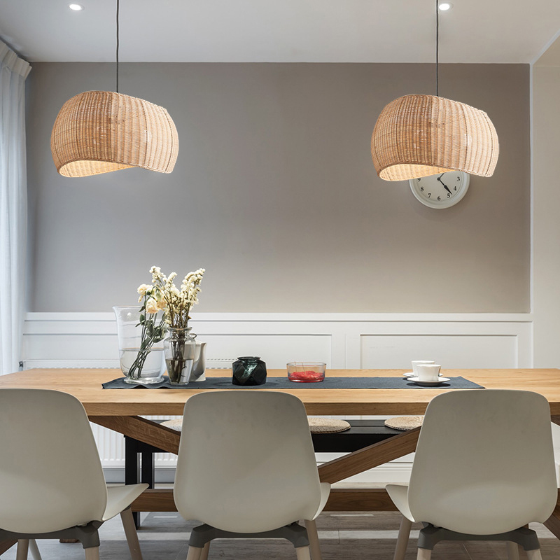 Asymmetric design rattan light pendant beacon nordic dining room chandelier