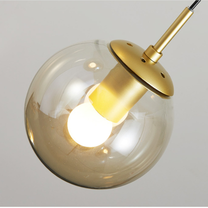 Minimalistic Glass Chandelier Bubble Spiral Staircase Ball Brass Long Pendant Light-labpiecesign