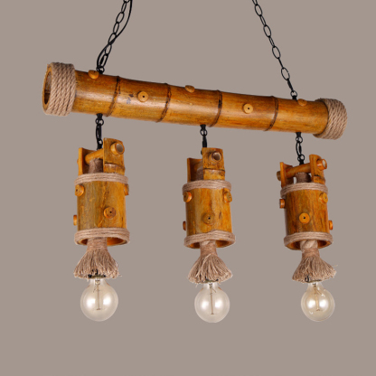 Bamboo chandelier 3 light retro industrial style pendant lighting shade-labpiecesign