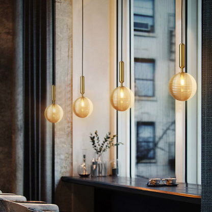Nordic Luxury Glass Bubble Chandelier Simple High-end Copper Metal Pendant Light-labpiecesign