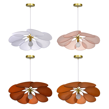 Flower suspension 14 petals linen and rattan - linen and rattan flower chandelier-labpiecesign