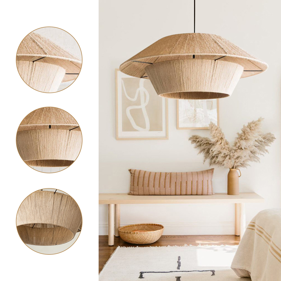 Wabi-Sabi Style Japanese Retro Hemp Rope Pendant Light