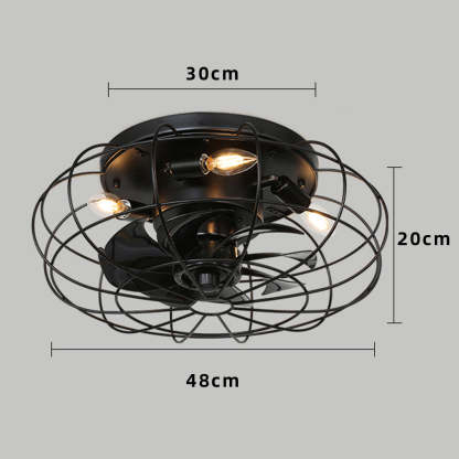  21-Inch Indoor Vintage Iron Remote Control Ceiling Fan Light-labpiecesign