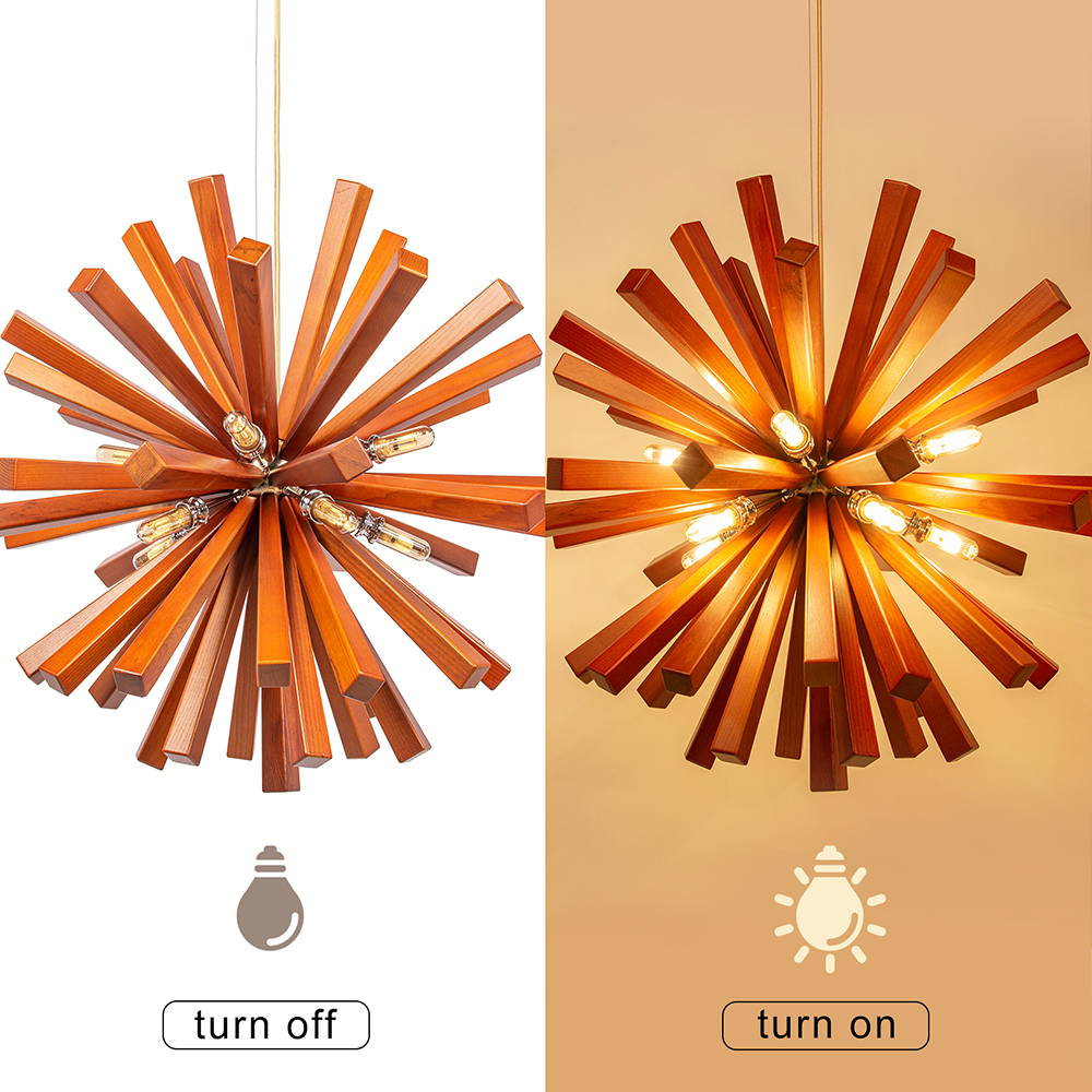 Nordic Creative Wooden Chandelier Flower-Shaped Dandelion Pendants Lights-labpiecesign